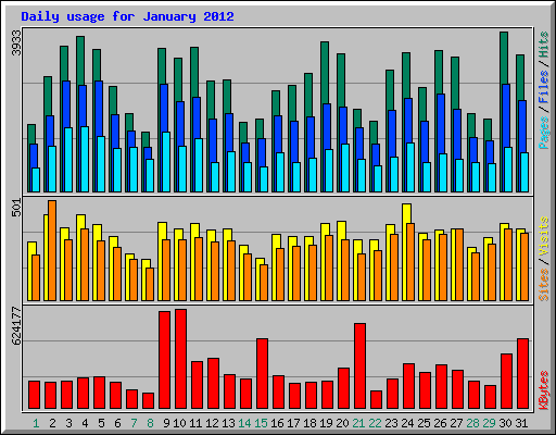Daily usage for January 2012