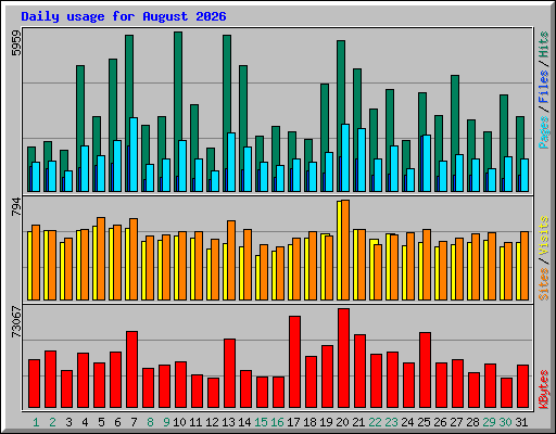 Daily usage for August 2026